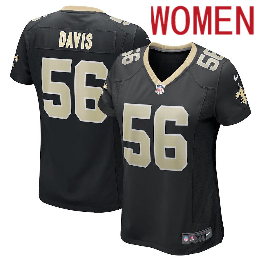 Women New Orleans Saints #56 Demario Davis Black Nike Game NFL Jersey->women nfl jersey->Women Jersey